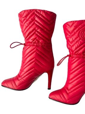 GUCCI Women's Red GG Matelasse Nylon Ankle Boots Size 8.5 (US) NIB 719834 FAAUV
